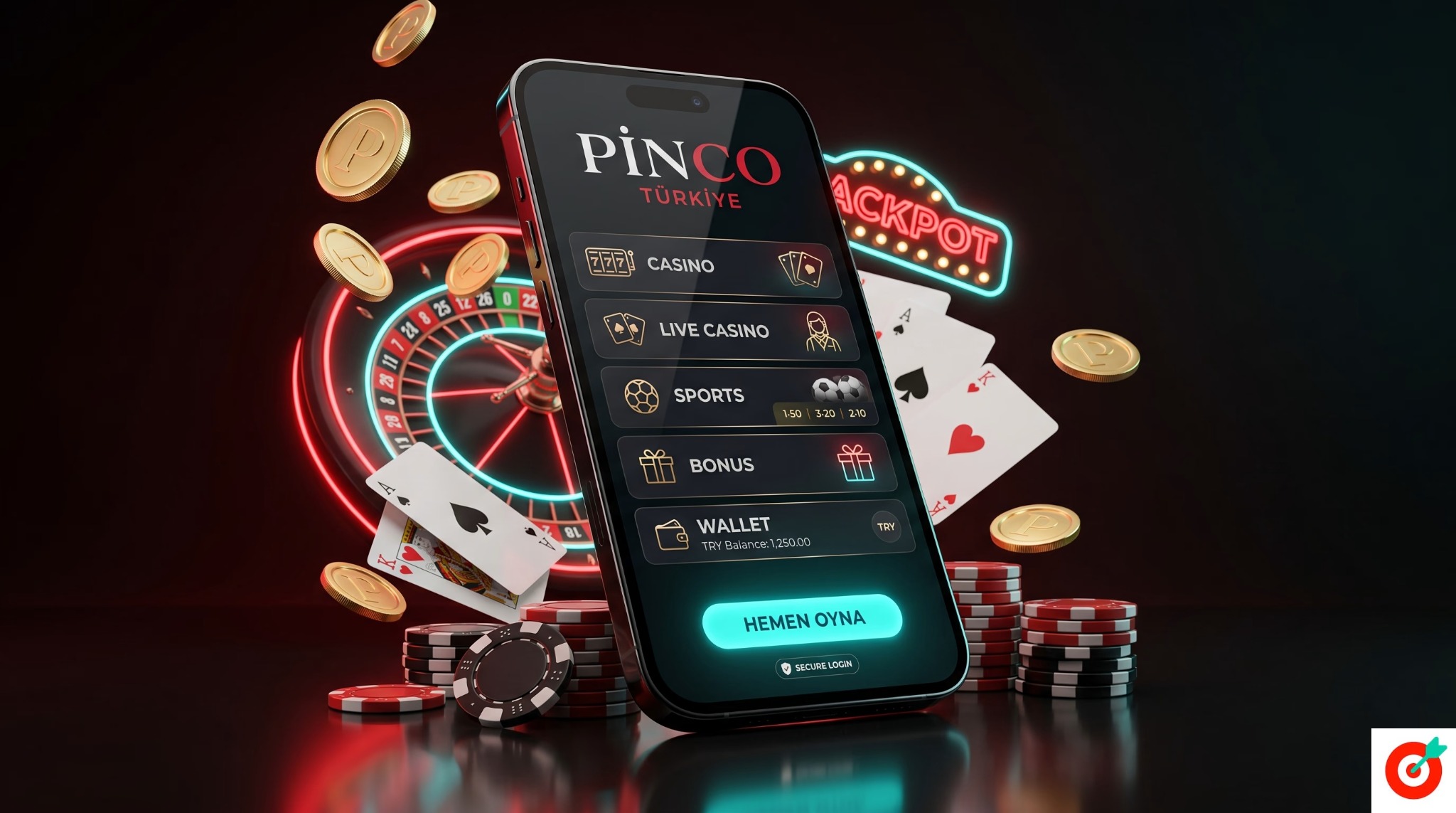 Pinco ana sayfasında casino ve bahis bölümleri